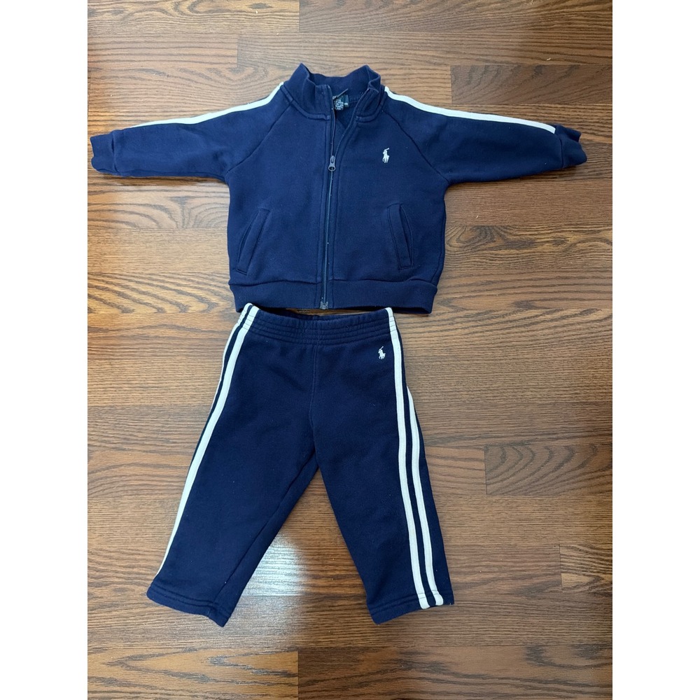Polo Ralph Lauren Toddler 18M Navy Blue Cotton Tracksuit Jacket Jogger Set